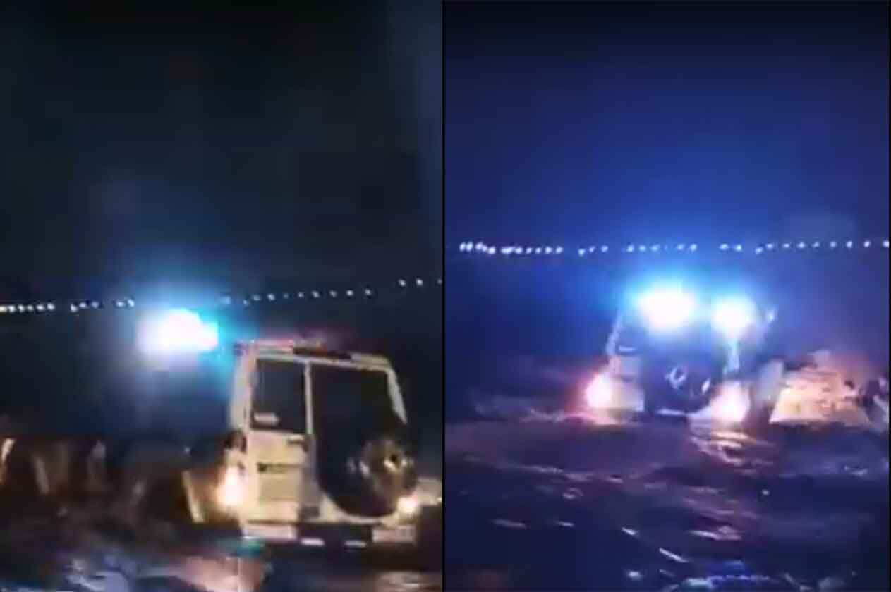 بالفيديو.. شاهد رجل أمن يغامر لإنقاذ المحتجزين في سيول أبو عريش