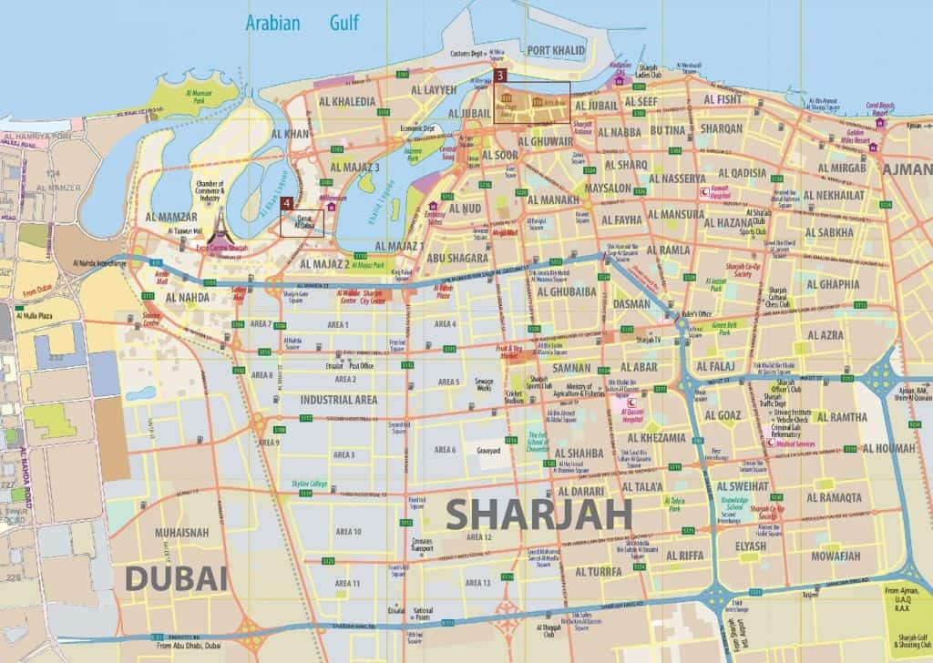 خريطة المناطق الصناعية في الشارقة