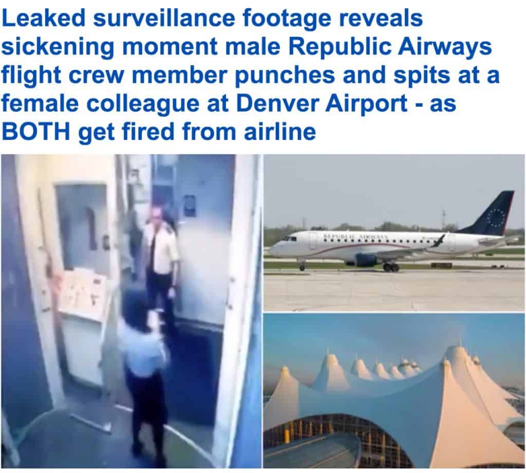 طيار يبصق على مضيفة والأخيرة ترد بلكمة