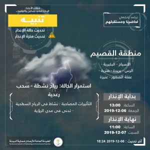 تدني في مستوى الرؤية وإنذار بطقس سيء في السعودية اليوم 7 ديسمبر تدني في مستوى الرؤية وإنذار بطقس سيء في السعودية اليوم 7 ديسمبر