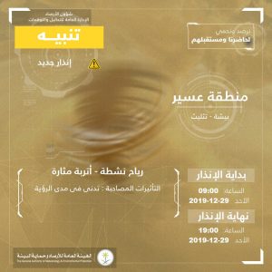 حالة الطقس في السعودية الأحد 29 ديسمبر 2019 ..والأرصاد تُحذر من الضباب حالة الطقس في السعودية الأحد 29 ديسمبر 2019 ..والأرصاد تُحذر من الضباب