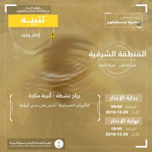 حالة الطقس في السعودية الأحد 29 ديسمبر 2019 ..والأرصاد تُحذر من الضباب حالة الطقس في السعودية الأحد 29 ديسمبر 2019 ..والأرصاد تُحذر من الضباب