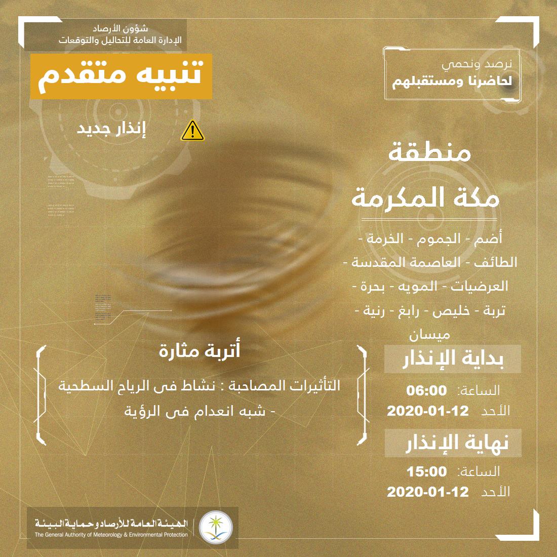 حالة الطقس في السعودية 12 يناير 2020 حالة الطقس في السعودية 12 يناير 2020