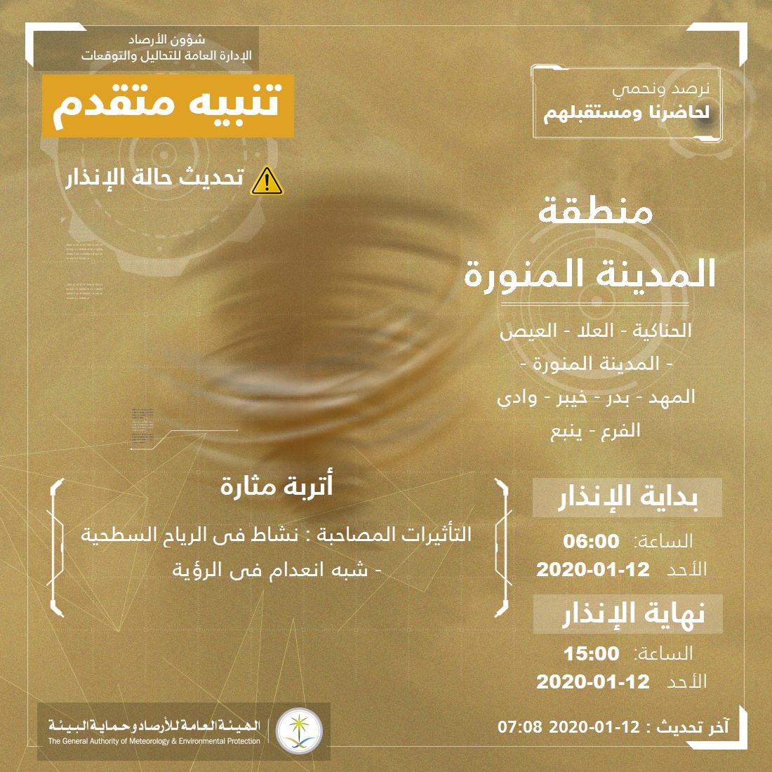 حالة الطقس في السعودية 12 يناير 2020 حالة الطقس في السعودية 12 يناير 2020