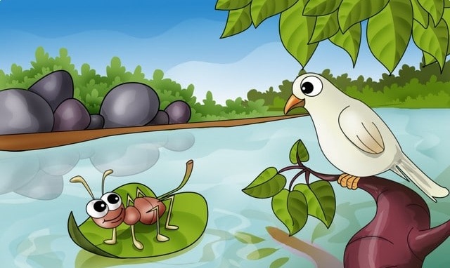 قصة النملة والحمامة قصة النملة والحمامة