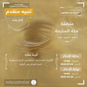 حالة الطقس في السعودية الإثنين 24 فبراير 2020 ...والأرصاد تُحذر هطول أمطار رعدية حالة الطقس في السعودية الإثنين 24 فبراير 2020 ...والأرصاد تُحذر هطول أمطار رعدية