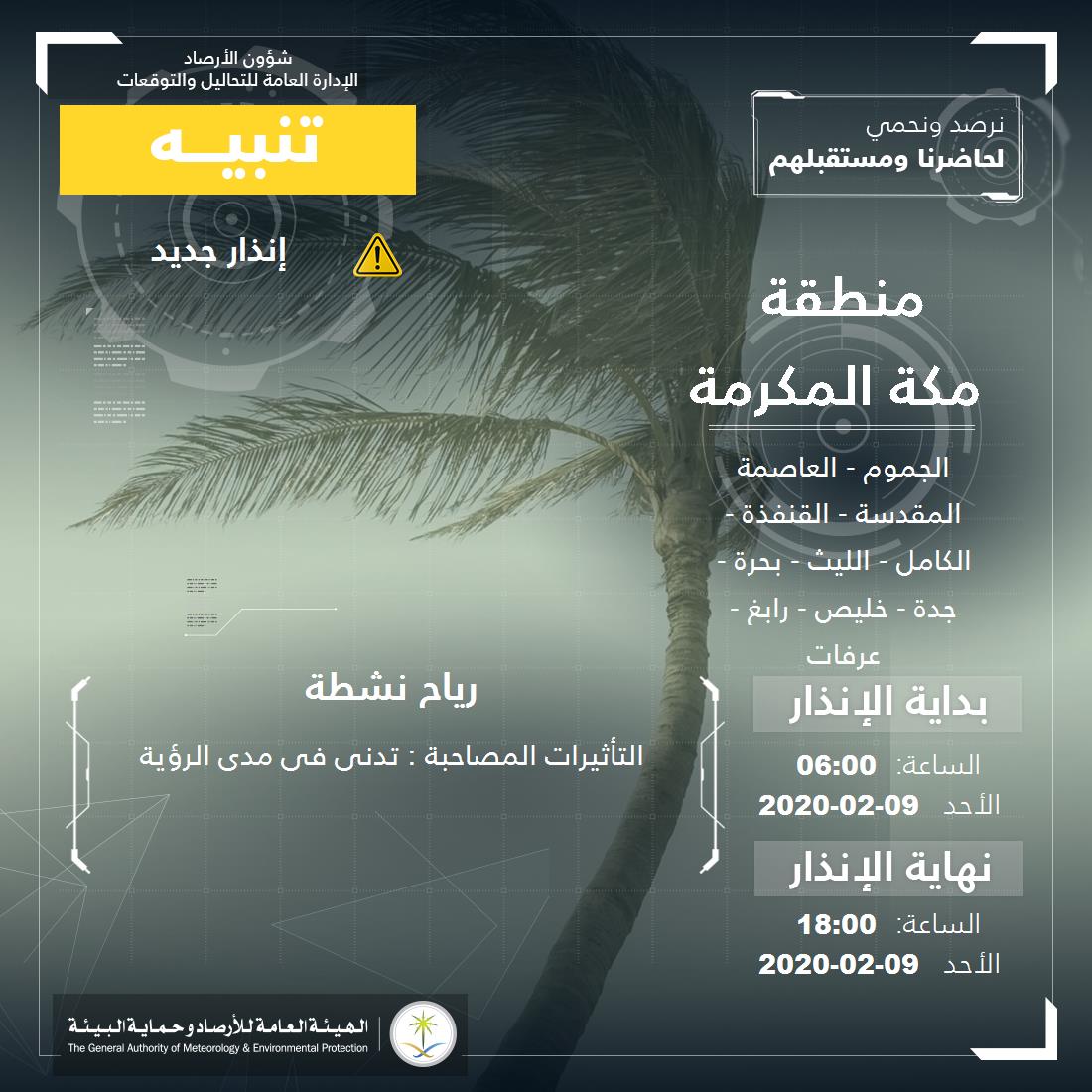 حالة الطقس في السعودية الأحد 9 فبراير 2020 حالة الطقس في السعودية الأحد 9 فبراير 2020