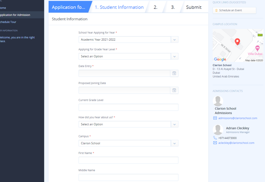 التقديم في مدرسة كلاريون 2020 التقديم في مدرسة كلاريون 2020