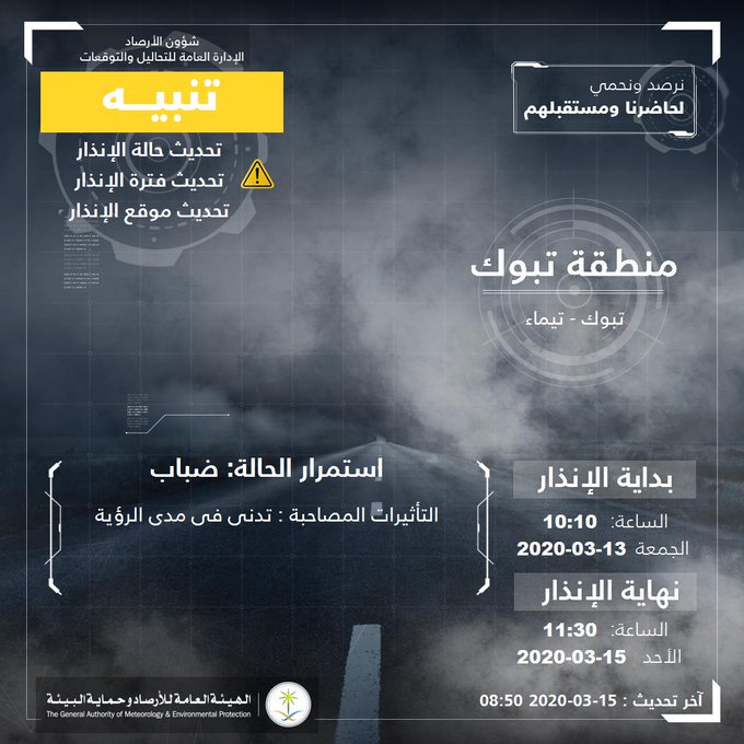 حالة الطقس في السعودية الأحد 15 مارس 2020