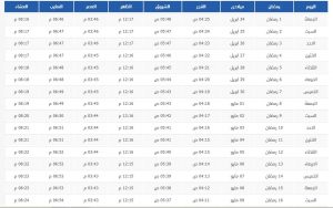 إمساكية شهر رمضان 1441 في دبي إمساكية شهر رمضان 1441 في دبي