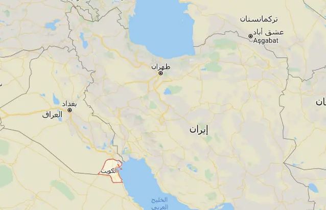 خريطة الكويت وإيران