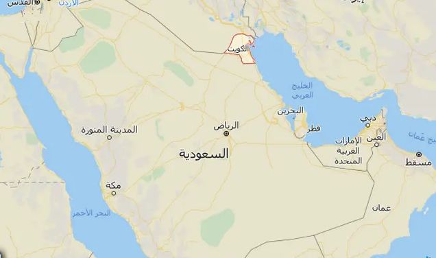 خريطة الكويت صماء خريطة الكويت والمملكة العربية السعودية