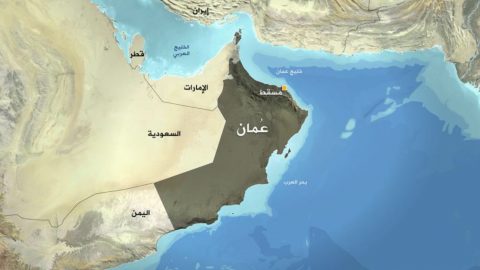 خريطة سلطنة عمان صماء مع المحافظات والحدود بأعلى جودة