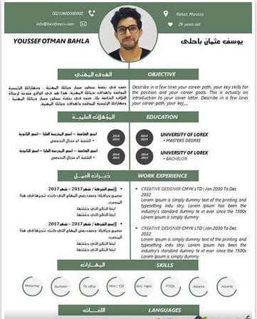 نموذج سيرة ذاتية عربي إنجليزي