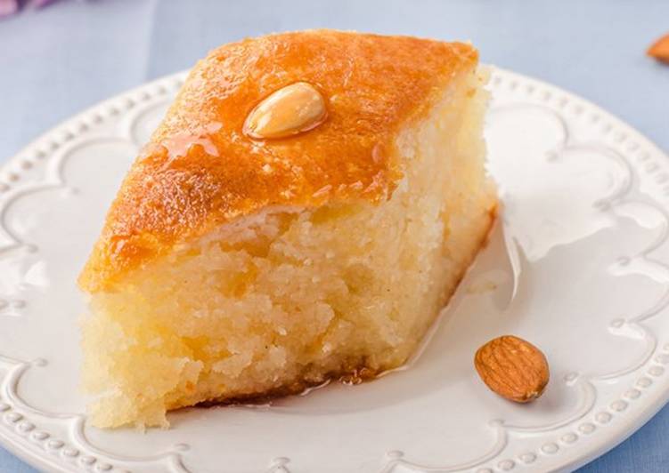 طريقة بسبوسة الطازج بالقشطة سريعة وسهلة