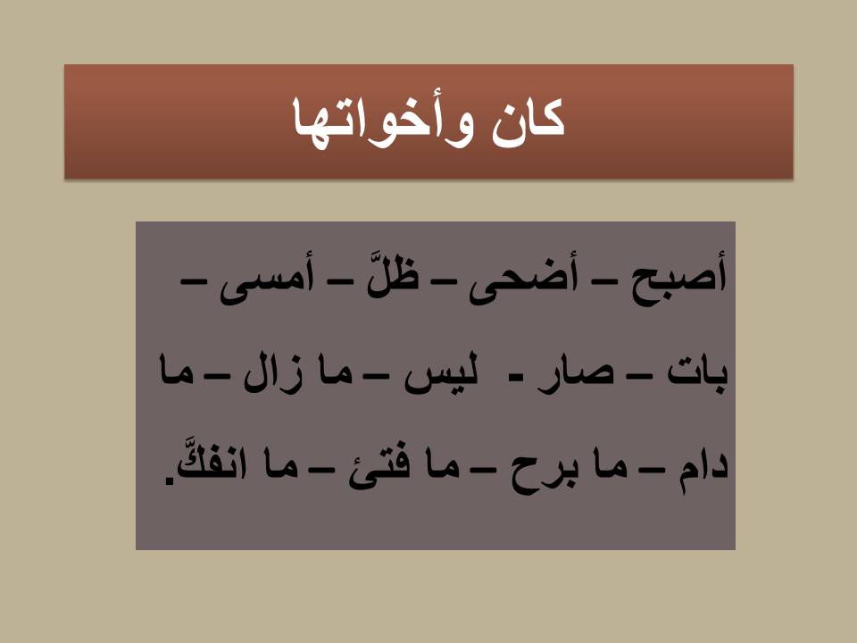 من ابرز الأفعال الناسخة التي تدخل على الجملة الاسمية