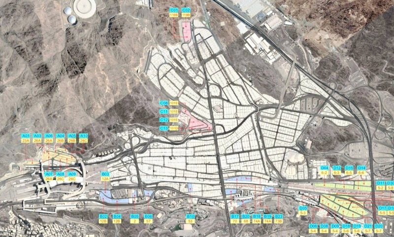 خريطة مخيمات منى الجديدة