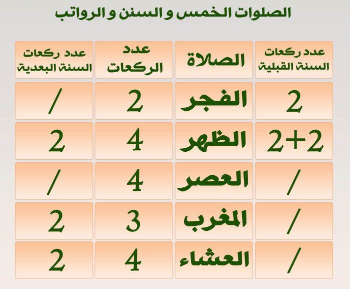 عدد الصلوات المفروضة عدد الصلوات في اليوم والليلة هو
